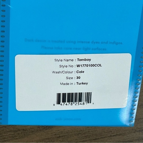 M.i.h The Tomboy Skinny Boyfriend Jean Blue Black Size 30 - Picture 7 of 7